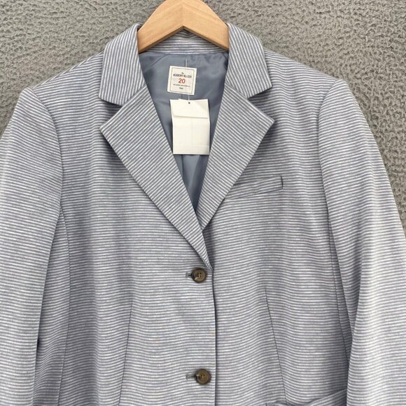 Gap Jacket Womens 20 Plus Academy Blazer Light Blue Stripe Classic Button Up NWT - Picture 2 of 12